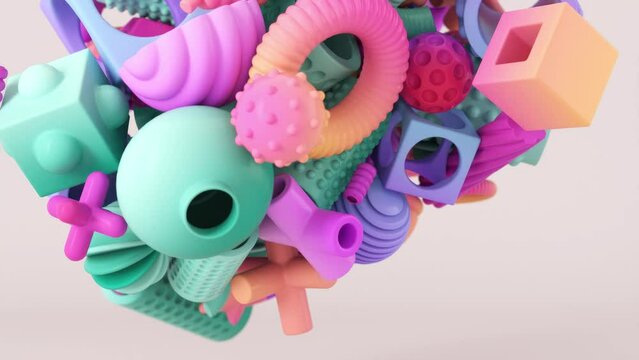 4K animation of geometric shapes in motion