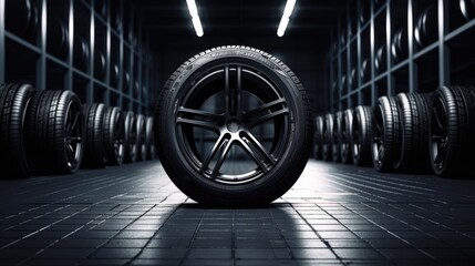 New sport car tires - obrazy, fototapety, plakaty
