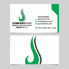 Green and Black Business Card Template with Hook Shaped Letter J Logo Icon