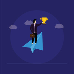 Hand Holding Paper plane and Helping businessman to Take off vector concept, Helping Hand