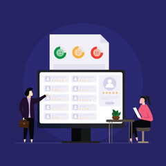 Customer review rating and opinion, feedback or survey based on experience quality from product and service