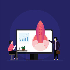 Businessman with growth graph and progress of business, Businessman analyzing financial and investment data, business planning and strategy