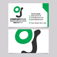 Green and Black Business Card Template with Soft Round Shaped Letter G Logo Icon