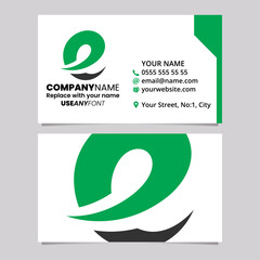 Green and Black Business Card Template with Soft Spiky Curved Letter E Logo Icon