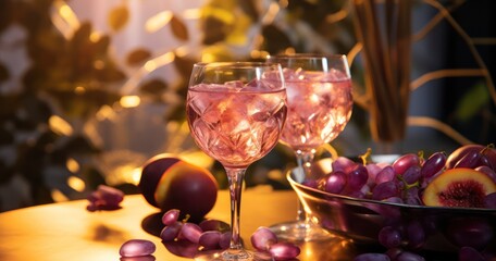 A Plum's Magical Infusion in Prosecco Cocktails for a Palate Pleaser - obrazy, fototapety, plakaty