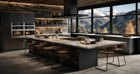 Fototapeta na wymiar The Fusion of Vail Kitchen Aesthetics with Modern Design for an Exquisite Look