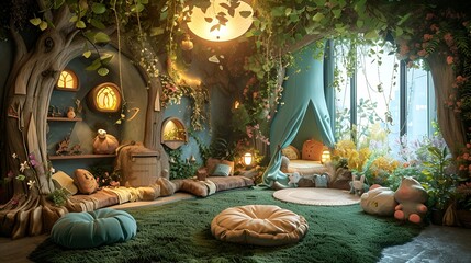 Enliven your child's playroom with a whimsical forest filled with friendly creatures, ensuring every playtime is an enchanting adventure.
