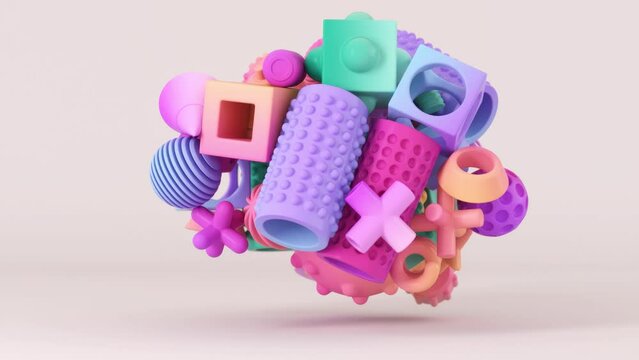 4K animation of geometric shapes in motion