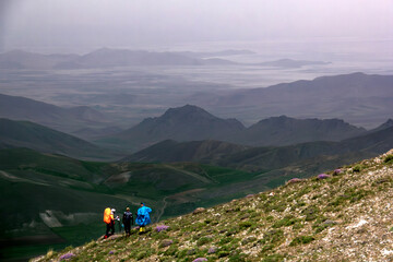 hiking in the mountains