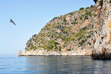Fototapeta na wymiar One of the forelands of Cape Palinuro, Salerno, Italy.