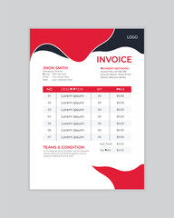 Minimal Corporate Business Invoice design template vector illustration bill form price invoice. Creative invoice template vector. business stationery design payment agreement design template