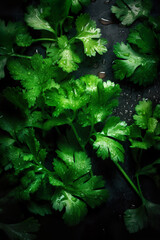 bunch of Cilantro with droplets of water