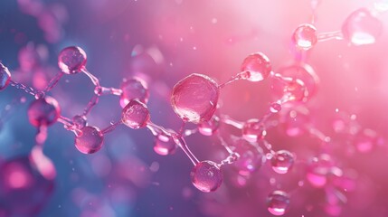 3D Illustration Molecule, Nanotechnology in medical research of biochemical processes