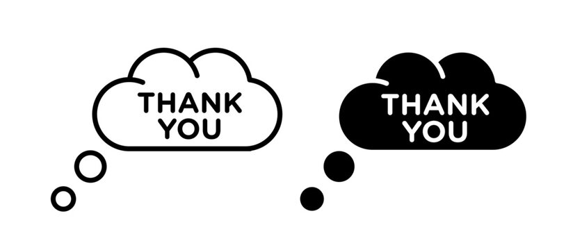 Gratitude Message Line Icon. Thankfulness Speech Bubble Icon in Black and White Color.