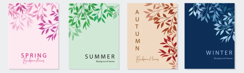 Foto op Plexiglas Four seasons are summer, autumn, winter, spring. simple and cute vector 4 seasons tree with white background, icon design, tree icon, vector illustration © Nartco
