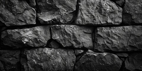 Vintage Stone Wall Texture Background. Grungy Black and White Rock Surface with Abstract Design