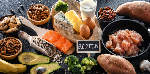Composition with food products rich in biotin