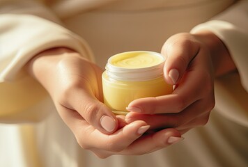 A girl applies hand cream as part of her skincare routine, emphasizing skin hydration and care.