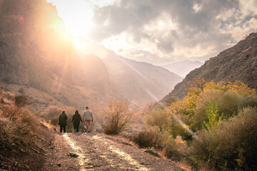 hiking in the mountains