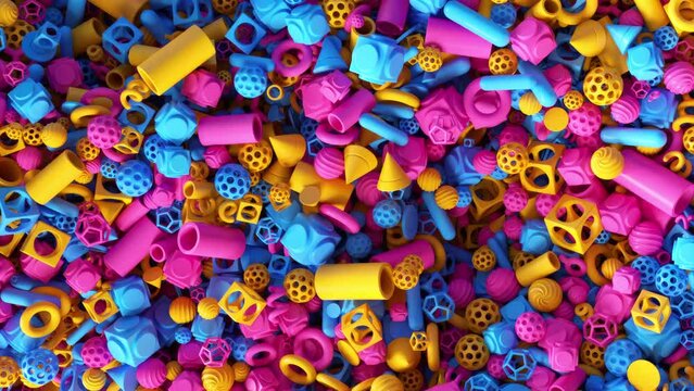 4K animation of geometric shapes in motion