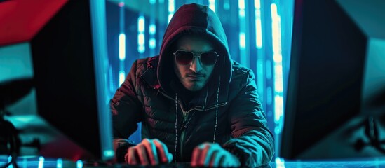 Spy infiltrating government server, stealing data, planting trojan virus, creating computer malware, breaching software encryption, engaging in online fraud.