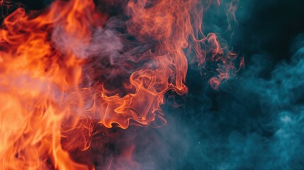 close up of fire smoke     