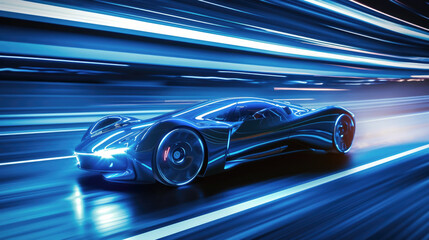 Futuristic Sports Car in Motion Blur - High-Speed Concept