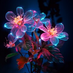 Bramble Flower neon Color AI Generated pictures