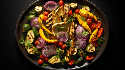 A platter of grilled and marinated vegetables, a tasty option for vegetarians during Ramadan