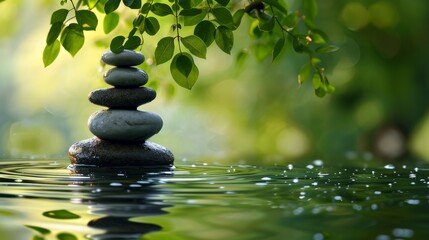 Zen stones on water surface - obrazy, fototapety, plakaty