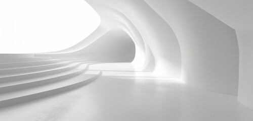 Sleek white minimalist curves of a modern abstract structure.