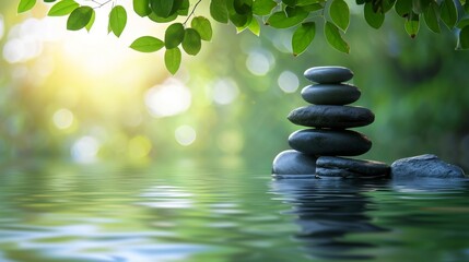 Obraz na płótnie Canvas Zen stones on water surface