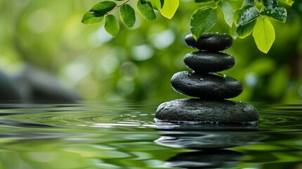 Obraz na płótnie Canvas Zen stones on water surface