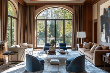 Stylish Tranquility: Light Brown and Azure Harmony