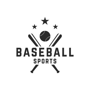 Retro vintage baseball logo design with baseball ball and stick concept. Logo for tournaments, labels, sports, championships.