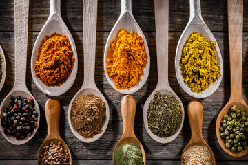 Composition with assortment of spices and herbs