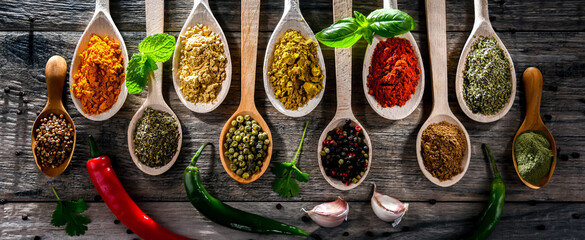 Composition with assortment of spices and herbs