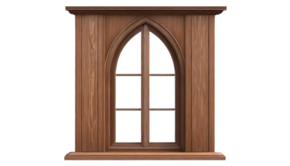 Wooden window isolated on transparent background.