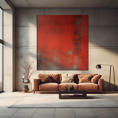 The harmony of the red background: the illustrative skill and brightness of the composition is created by AI