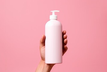 A mockup of a body lotion pump bottle with a buttery texture design. - obrazy, fototapety, plakaty