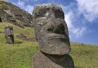 The Rano Raraku Moai are a series of monolithic volcanic stone sculptures located on Easter Island, Chile. They were carved by the Rapa Nui people,  between 1200 and 1700 AD. 