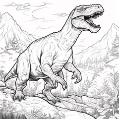 A thrilling coloring page featuring the mighty Giganotosaurus dinosaur, providing an exciting and creative activity for dinosaur enthusiasts and young artists alike.