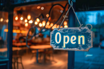 Flickering Warmth: Distorted Open Sign