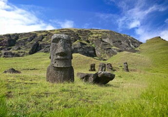 The Rano Raraku Moai are a series of monolithic volcanic stone sculptures located on Easter Island, Chile. They were carved by the Rapa Nui people, between 1200 and 1700 AD. (1)