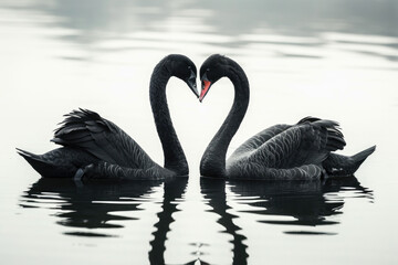Abstract Elegance: Swans Crafting Love's Heart