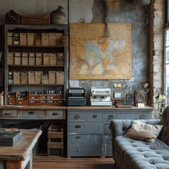 Industrial Craft Room Design in Grey and Silver