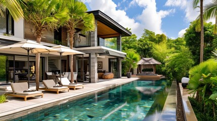 Fototapeta premium Luxury villa with private garden in tropical resort