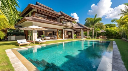 Luxury villa with private garden in tropical resort