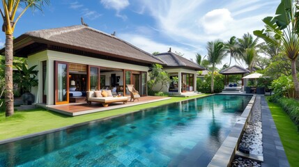Obraz premium Luxury villa with private garden in tropical resort