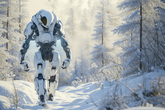 Frost-Bound Explorer: A Sci-Fi Robot's Snowy Adventure